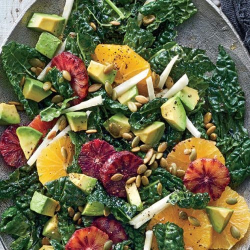 Orange-Kale-Avocado Salad with Sesame-Citrus Bliss Dressing
