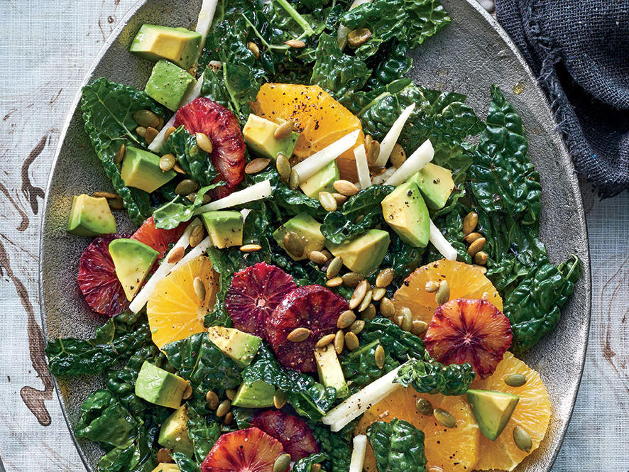 Orange-Kale-Avocado Salad with Sesame-Citrus Bliss Dressing