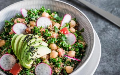 Chickpea Quinoa Avocado Kale Salad 